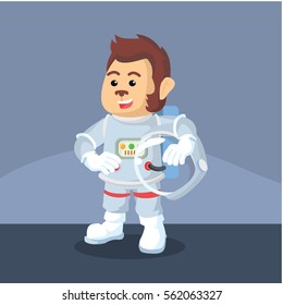 astronaut monkey removed his helmet
