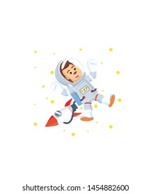 Astronaut Monkey In Space Isolated White