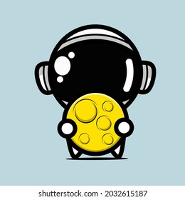 astronauta y carácter lunar. diseños de chibi