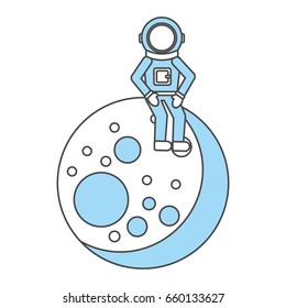 astronaut in the moon comic character icon