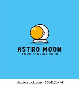 Astronaut moon with flat style logo illustration