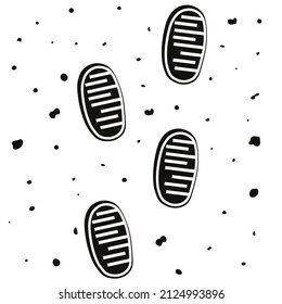 Astronaut moon footprint path. Human boot trace in space