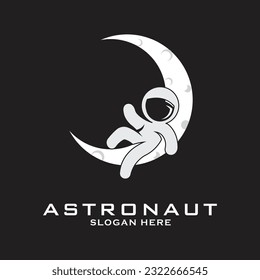 astronaut moon logo line art design
