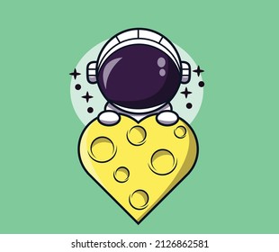 astronaut moon love  cute vector 