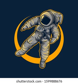 astronaut with moon vector illustration