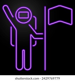 astronaut neon sign, modern glowing banner design, colorful modern design trend on black background. Vector illustration.