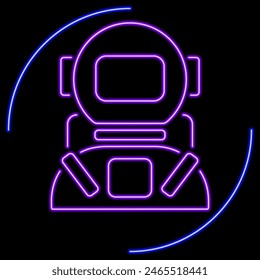 astronaut neon sign, modern glowing banner design, colorful modern design trend on black background. Vector illustration.