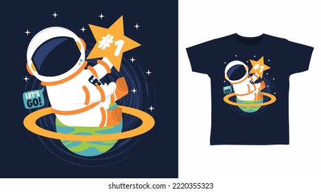 Astronaut number one cartoon tshirt art design