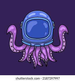 astronaut octopus surrealism psychedelic illustration