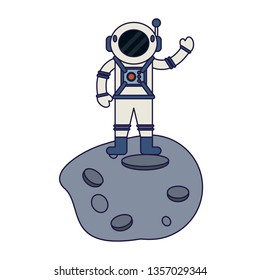 Astronaut on asteroid cartoon