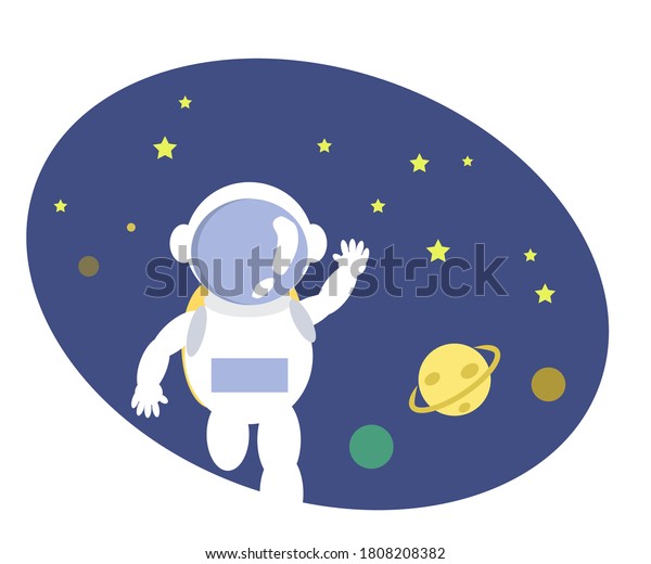 Astronaut On Background Blue Space Cartoon Stock Vector (Royalty Free ...