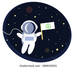 Astronaut on the background of space. Cartoon. Vector illustration.