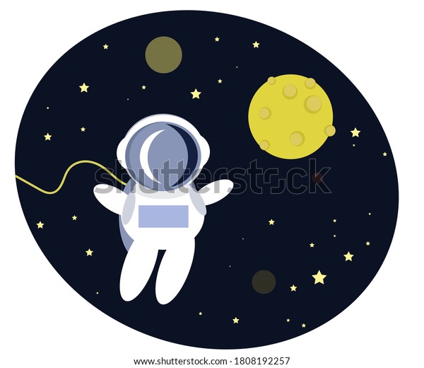 Astronaut on the background of space.\
Cartoon. Vector\
illustration.