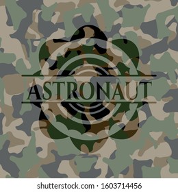 Astronaut on camouflage texture. Vector Illustration. Detailed.