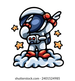 Astronautin auf Wolkenabbau
