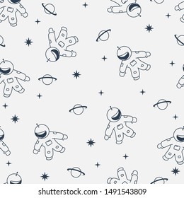 Astronaut on galaxy seamless pattern background for kids wall decoration