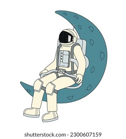 Astronaut on moon against white background