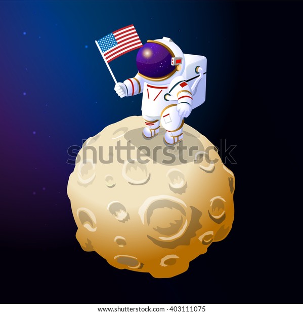 Astronaut on the moon. The moon and an astronaut.
Cartoon astronaut on the moon.  American flag on the moon.
Astronaut in a spacesuit.
