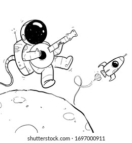 astronaut on the moon doodle
