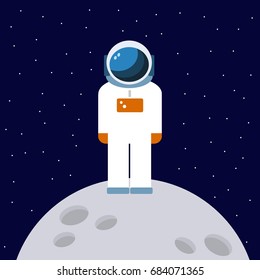  An astronaut on the moon. Space background: pattern with white polka dots on a dark blue background.Vector illustration.