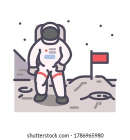 Astronaut on moon surface for space and galaxy element