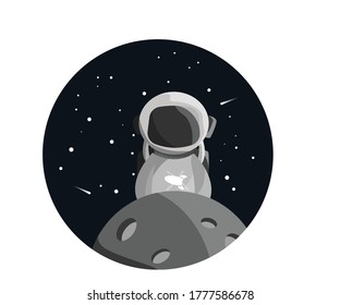  astronaut on the moon (vector)