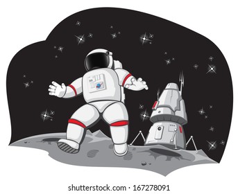 astronaut on the moon. vector illustration