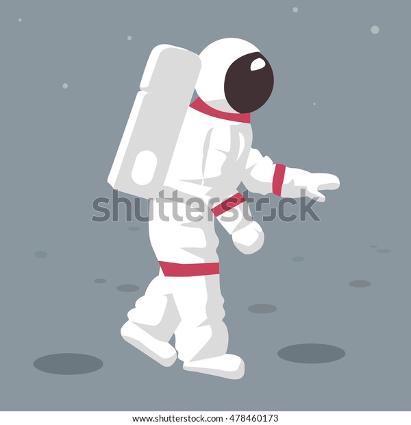 Astronaut on\
Moon. Vector illustration in flat\
style.