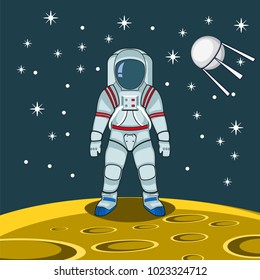 astronaut on moon vector illustrations