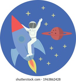 an astronaut on a rocket and planet
