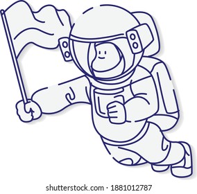 Astronaut on space with flag vector illustration