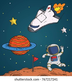 astronaut on space shuttle illustration