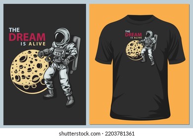 Astronaut on space. vector illustration design for t shirt