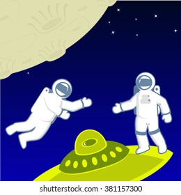 Astronaut on spaceship with stars