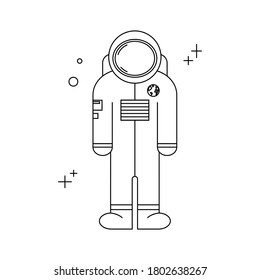 astronauta de fondo blanco. Ilustración aislada del vector. Concepto futuro. de %PRODUCTNAME. Esquema, línea, estilo de doodle.