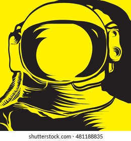 Astronaut on yellow background ,vector illustration