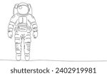 
Astronaut one line continuous. Line art astronaut outline. Hand drawn vector art