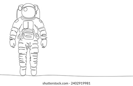 
Astronauta una línea continua. Esquema de astronauta de arte de línea. Arte vector dibujado a mano