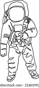 Astronaut one line drawing vector design. Continuous single line drawing of a man woman in space. Ideal for poster, card, banner, flyer, logo, and emblem.