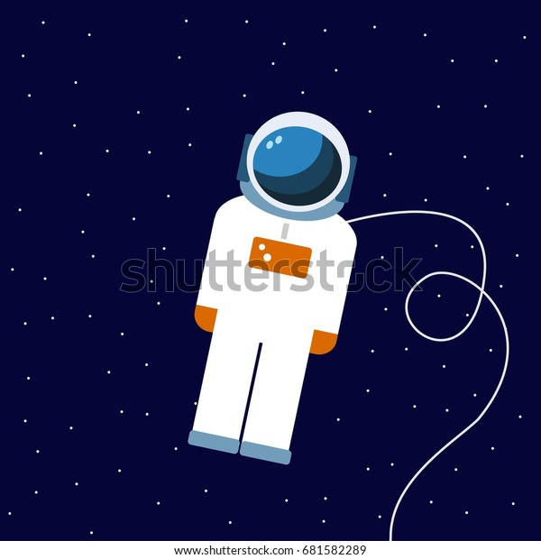 An astronaut in the open space. Space\
background: pattern with white polka dots on a dark blue\
background.Vector\
illustration.