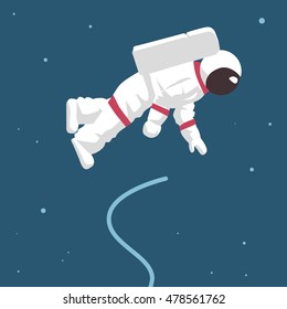 Astronaut in open space. Lost control. Vector illustration in flat style.