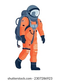 astronaut with orange space suit character isolated