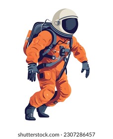 astronaut with orange space suit isolated