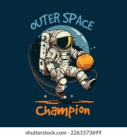 Astronaut outer space champion vector t-shirt design