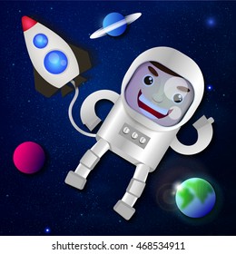 Astronaut in outer space concept vector illustration in flat style.