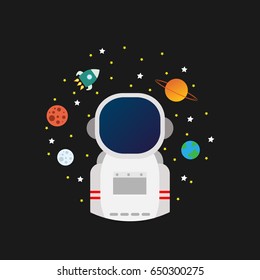 Astronaut in outer space concept vector illustration in flat style.