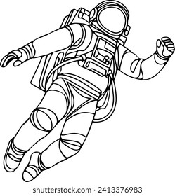 Astronaut outer space illustration hand drawn 