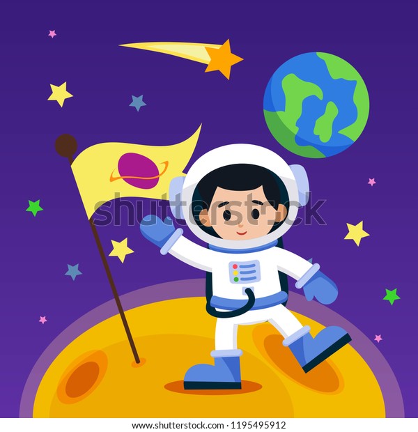 Astronaut Outer Space Illustration Kids Astronaut Stock Vector