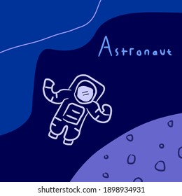 astronaut in outer space illustration with simple design