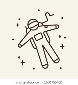 Astronaut in outer space line icon. Cosmonaut, space, research. Space technology concept. Vector illustration can be used for topics like cosmonautics, modern technologies, science